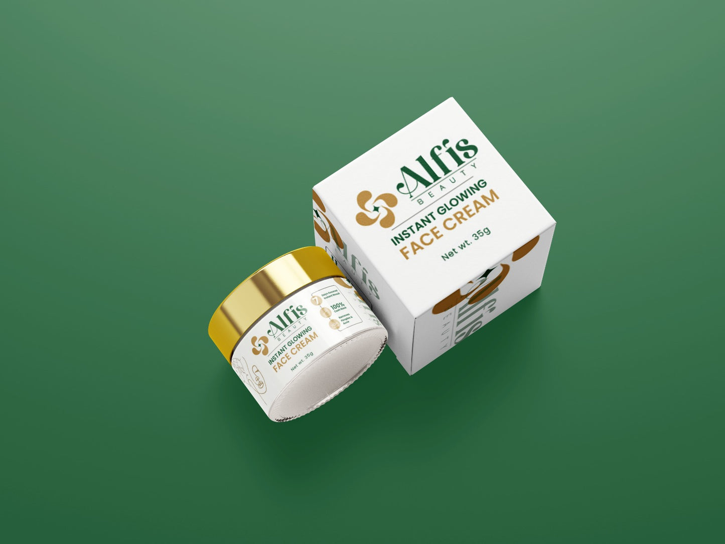Alfis Beauty Instant Glowing Cream 35g Jar and Box