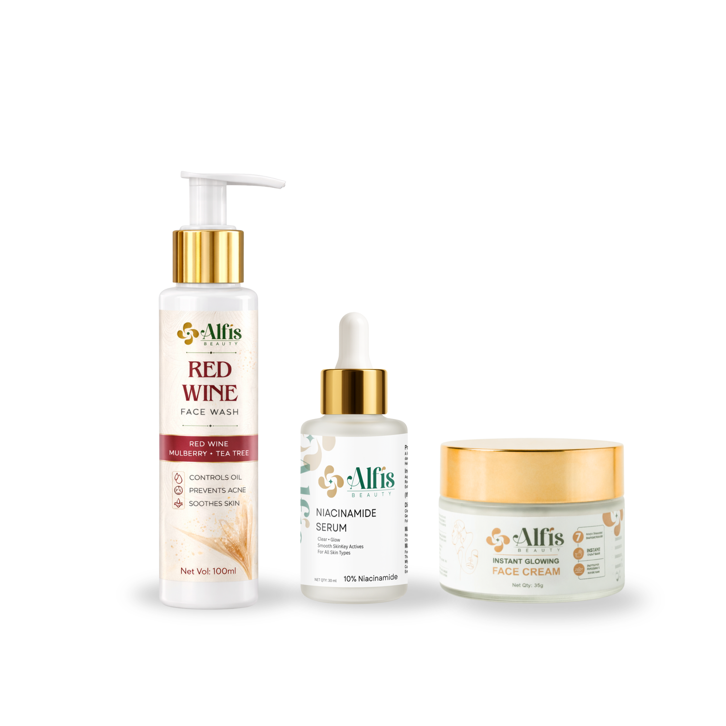 Alfis Beauty Glow Combo (Cleanser + Serum + Cream)