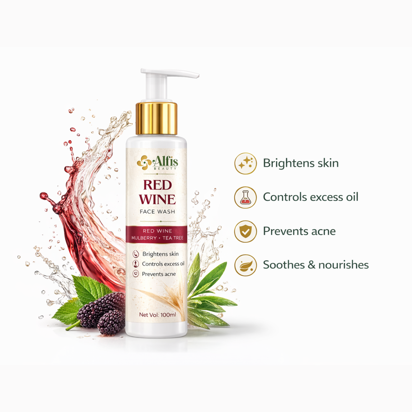 Alfis Beauty | Red wine Facewash | 100ml