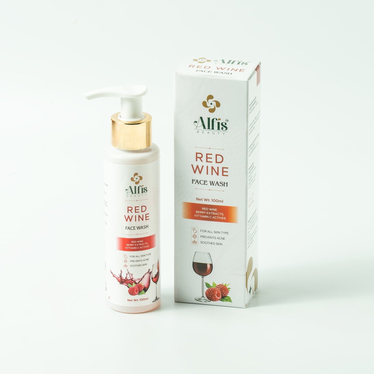 Alfis Beauty Red Wine Facewash Bottle with Box