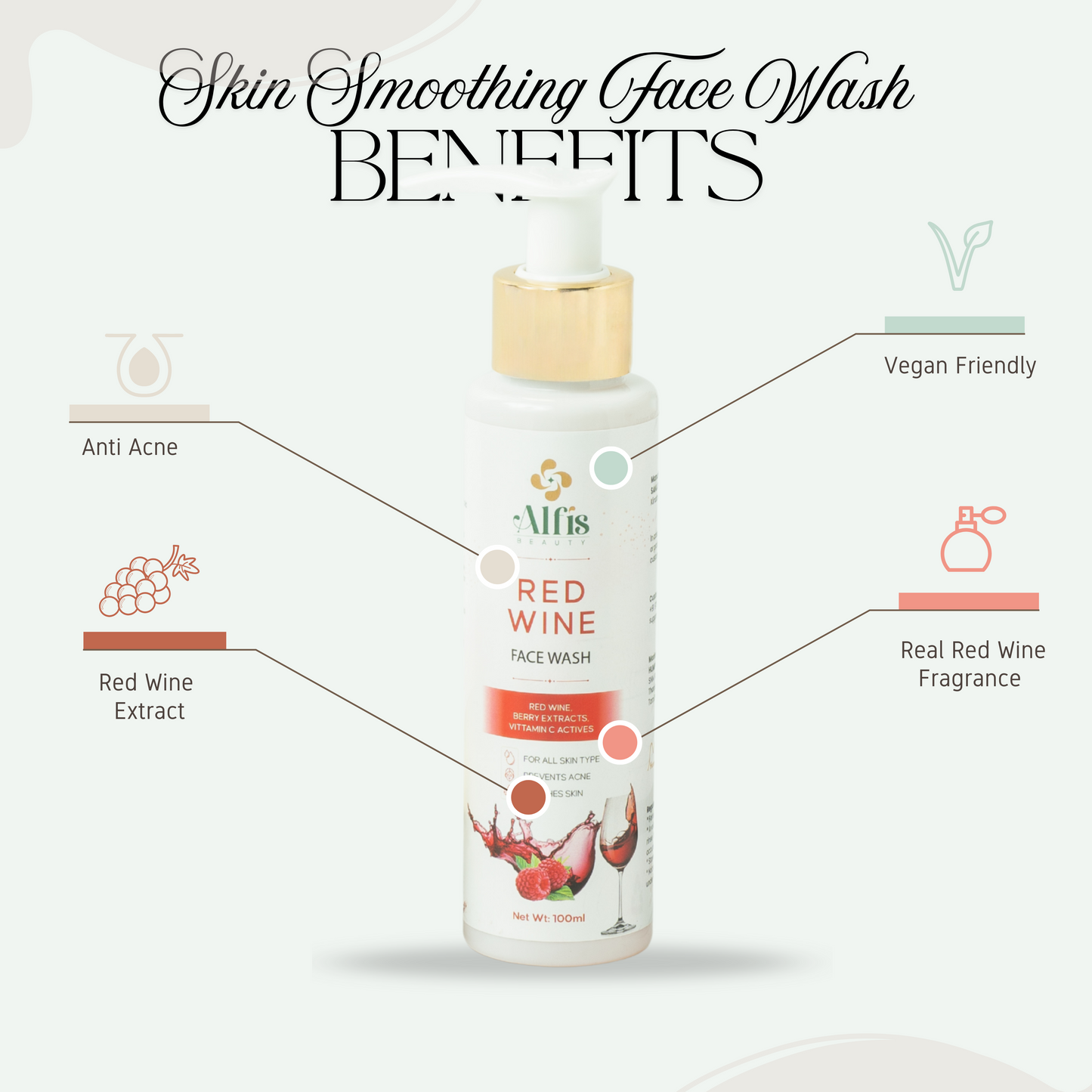 Alfis Beauty Instant Glow Cream and Red Wine Facewash Combo