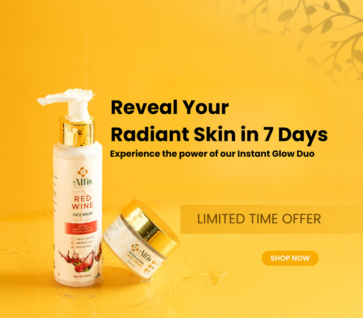 Alfis Beauty Instant Glow Cream and Red Wine Facewash Combo Offer