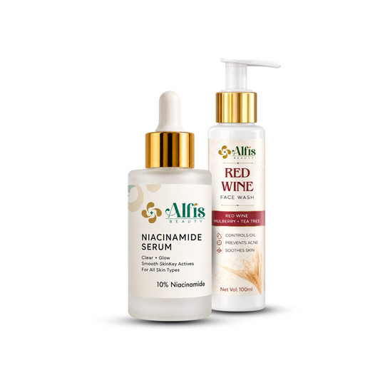 Alfis Beauty | Red Wine Face Wash + 10% Niacinamide Serum Combo