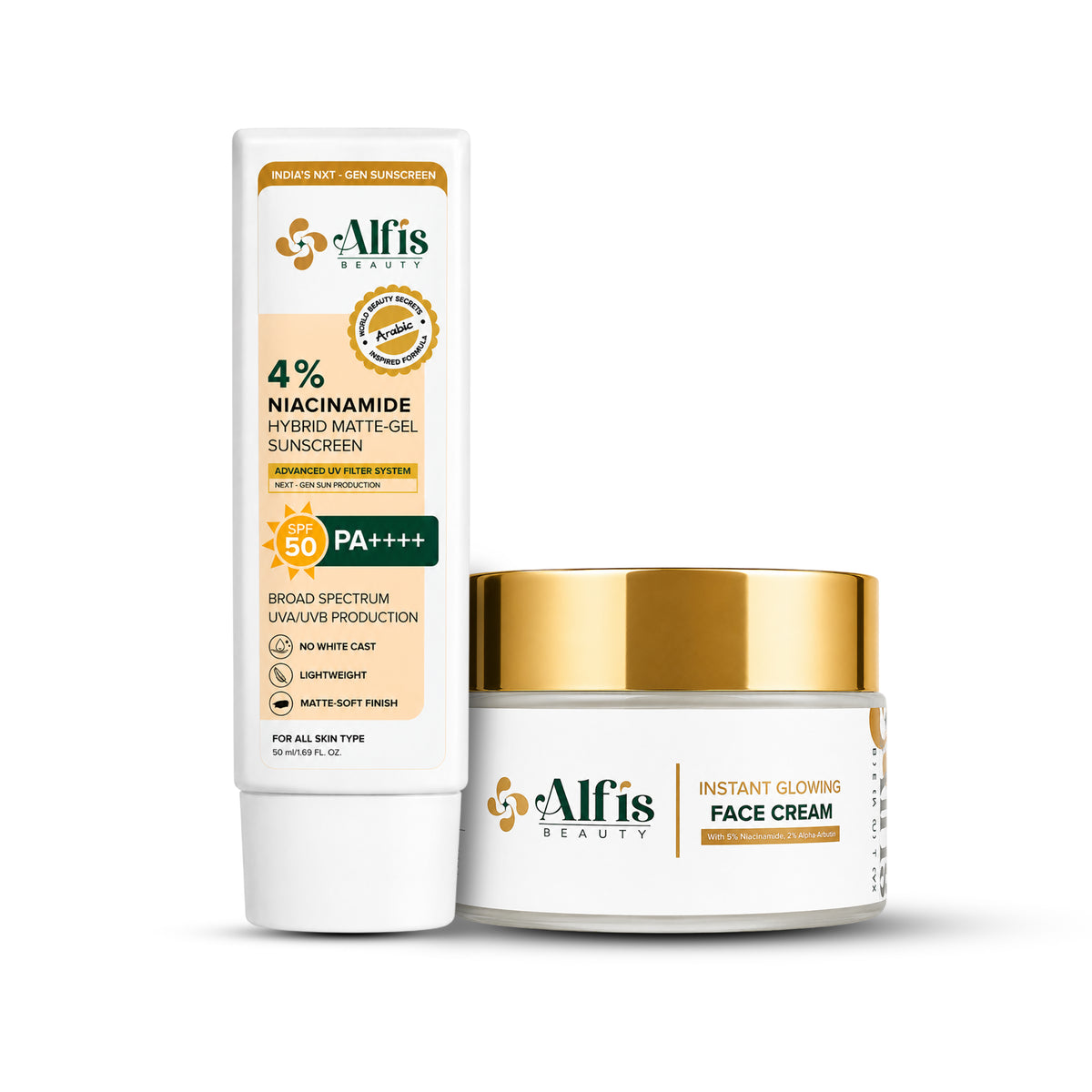 Alfis Beauty Sunscreen + Instant Glowing Face Cream Combo