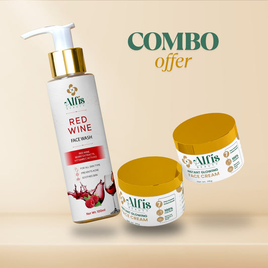 Alfis Beauty Face Glowing kit | 2 Glowing Cream + 1 Facewash